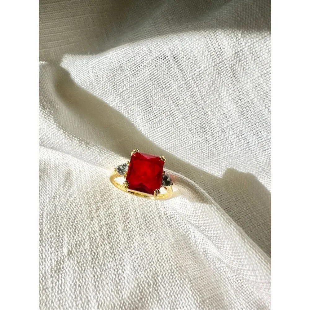 Cherry red cocktail ring